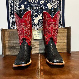 Justin's Black Full Quill Ostrich Square Toe Cowboy Boots size 10.5EE/11D *READ*